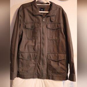 Gap Chore Style Men’s Size Large Jacket Gray-Stone W/Full Zip, Adjustable Cuffs